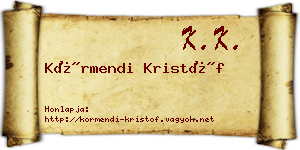 Körmendi Kristóf névjegykártya