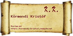 Körmendi Kristóf névjegykártya
