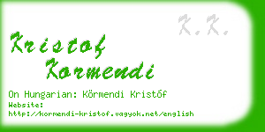 kristof kormendi business card